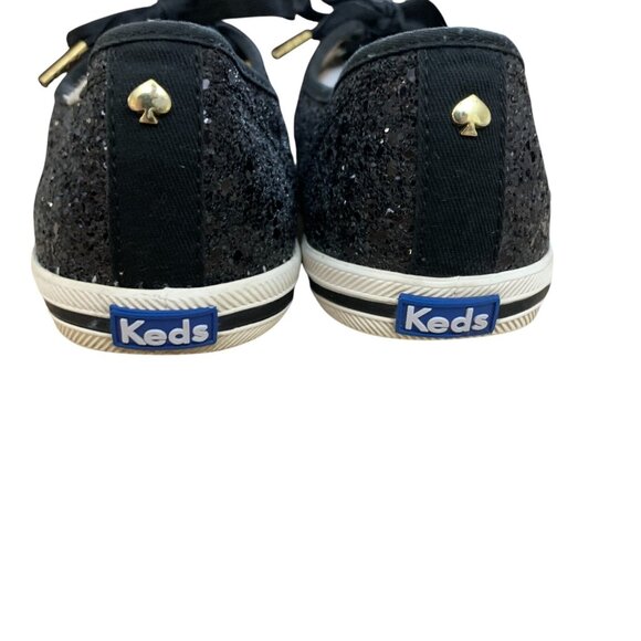 Keds x Kate Spade Sneakers Womens 8.5 Black Glitter Low Top Shoes‎ Event Party - Picture 5 of 16